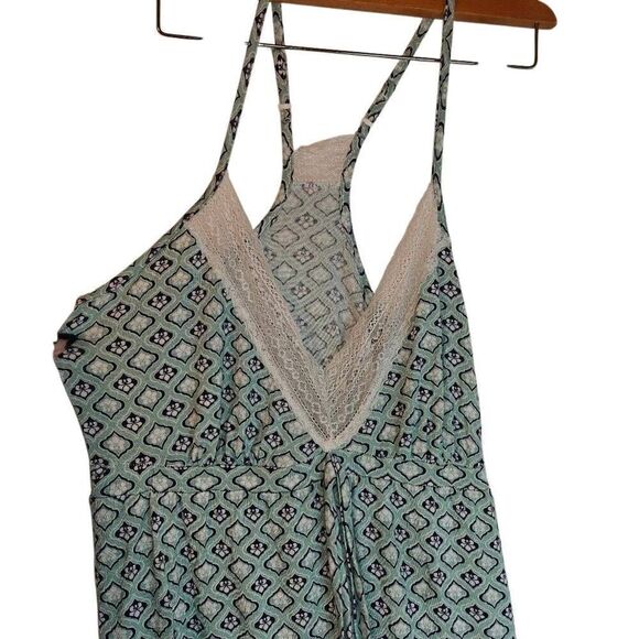 Lace Trim Abstract Print Boho Tunic Dress Top - Picture 4 of 8